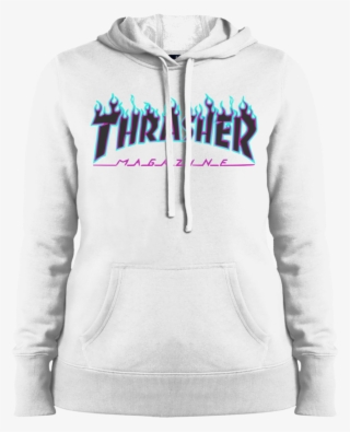 Thrasher Puple Flame Logo Ladies Pullover Hoodie - Sweatshirt