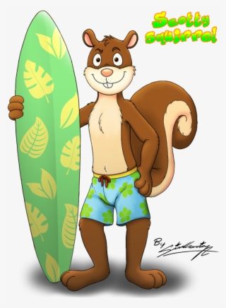 Scotty Squirrel With His Surfboard By Sagadreams - Scotty Squirrel