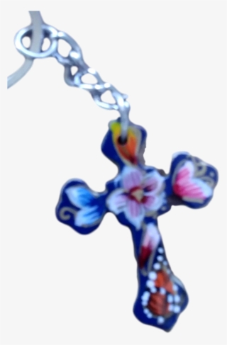 Keychain Cross Wood Handpainted - Pendant