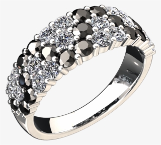 Black And White Diamond Ring Set In 14k Gold Style - Pre-engagement Ring