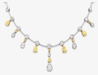 Fancy Yellow And White Diamond Necklace, - Necklace
