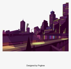 Cartoon Hand Painted City Building Design, Cartoon, - Building