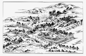 Japanese Drawing Village Coloring Book Free Commercial - Japan Old Art Black And White