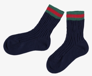 Picture Of Cotton Striped Detail Tube Socks Navy, Red - Gucci Kids Socks