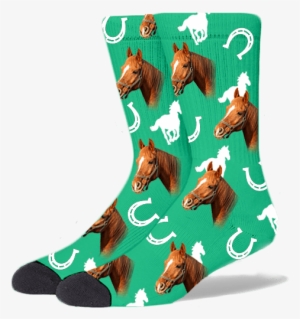 Furbabysocks Custom Green Horse Socks - Horse