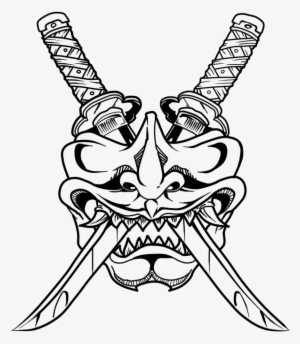 Oni Drawing Samurai Huge Freebie Download For Powerpoint - Samurai Mask Drawing Easy