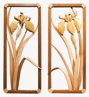 Intarsia Woodworking Pattern Of Two Iris Flowers - West Highland White Terrier