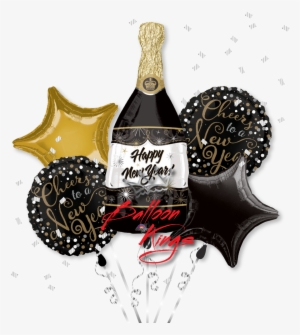 New Year Champagne Bottle Bouquet - Amscan Super Shape Champagne New Year Balloon