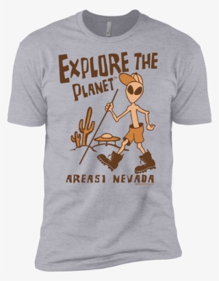 Alien Explore The Planet Premium Mens Ufo T-shirt - Shirt With Chest Logo