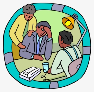 Vector Illustration Of Office Workers Consoling Distressed - Illustration