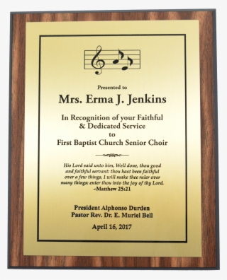 8″ X 10″ Walnut Finish Plaque With Gold Plate - Accademia Filarmonica Romana