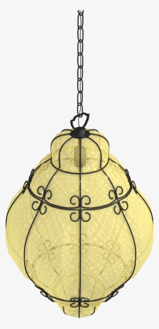 Venexia Blown Glass Hanging Lamp, “lanterna” Model, - Ceiling Fixture
