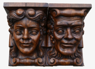 Italian Antique Wall Consoles Carved Heads Very Large - Carving
