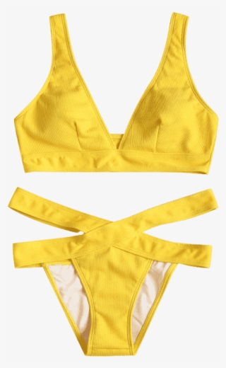 Plunge Midi Bikini Top And Bandage Bottoms - Undergarment