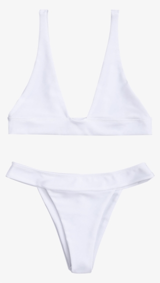 Plunge Bikini Top And High Cut Bottoms - Lingerie