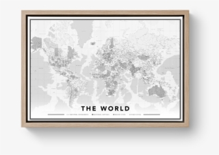 World Map Black And White World Map With Free Pins - Herinneringen Op Linnen Wereldkaart