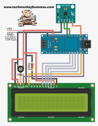 Digital Compass Circuit Connections - Wemos D1 Mini I2c
