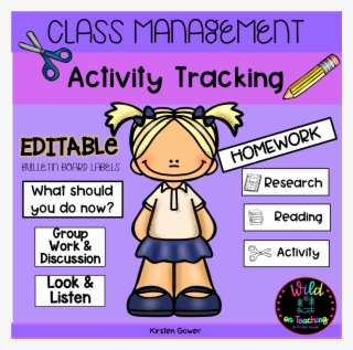 Class Management Activity Tracking Bulletin Board Labels - Cartoon