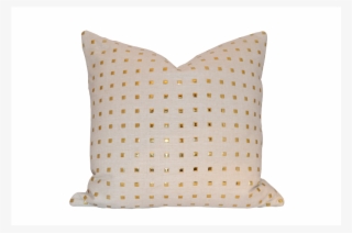 Ivory Linen Gold Studded Accent Pillow - Throw Pillow