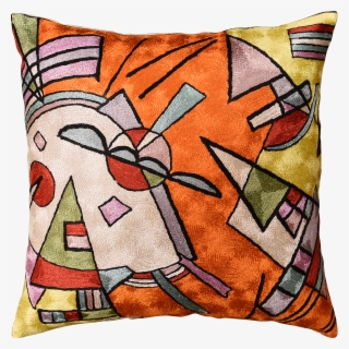 Kandinsky Orange Abstract Throw Pillow Cover Handembroidered - Orange Pillow Png