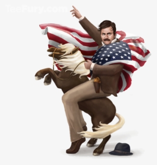 Hi Ho Li L Sebastian Ronswanson America - Ron Swanson Riding Lil Sebastian