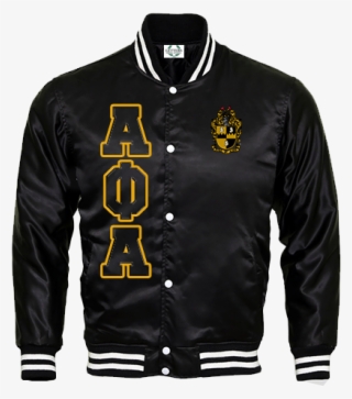 Alpha Phi Alpha Satin Bomber Jacket - Varsity Jacket Black And White