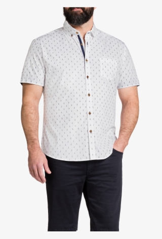 White Anchor Print Shirt - Pocket