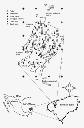 The Schematic Map Of Mérida City Indicating Sampling - Map