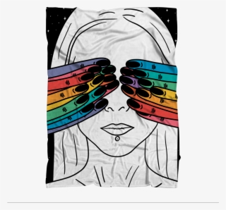 Hand Drawn Closed Eyes Premium Sublimation Adult Blanket - Drawing