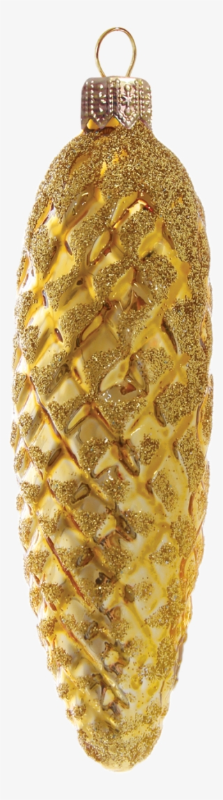 Golden Pinecone Christmas Ornament, Mouth-blown And - Pendant
