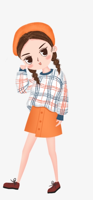 Cute Little Girl Smiling Young Lady Hand Painted Illustration - Cartoon