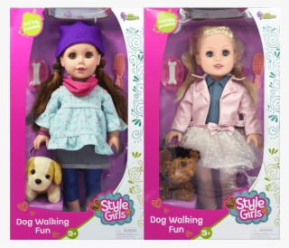 Back - Style Girls Dog Walking Fun