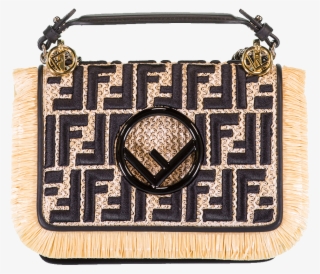 Fendi Rafia And Leather Small Kan I Bag In Nat-blk - Sac A Main Fendi 2018