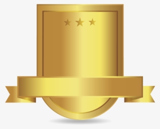 Golden Shield Badge With Ribbon - โล่ Png
