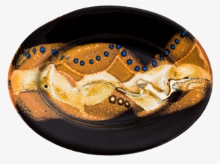 Toasted Orange And Black Small Oval Plate Handmade - Cancer