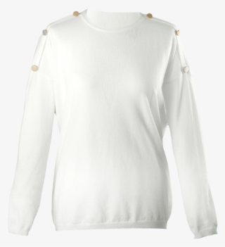 Emilia Gold Button Sleeve Jumper In Cream - Sweater