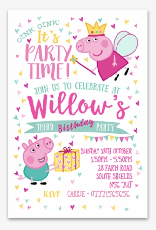 Personalised Peppa Pig Invitations - Peppa Pig Princess