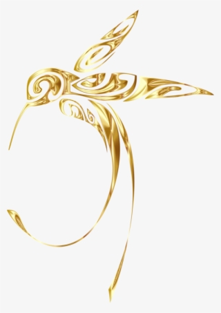 Body Jewellery Gold Hummingbird Line Art - Clip Art