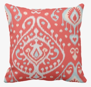 Chic Modern Teal Red Girly Ikat Tribal Pattern Outdoor - Pillow