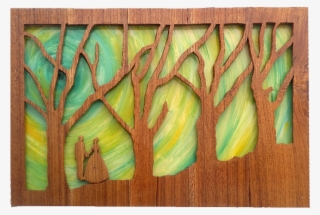 Sisam Wood Art Couple In Garden - Modern Art