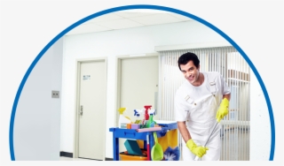 A Janitor Cleaning A Commercial Floor - Hospital Janitor