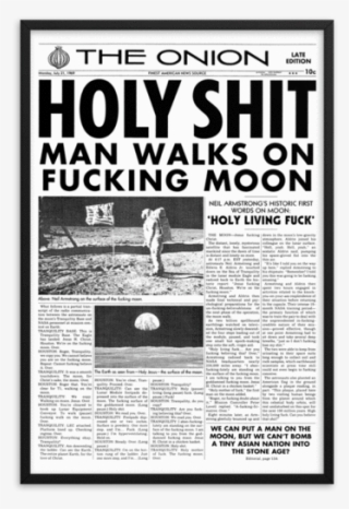 Framed 'man Walks On Moon' Front Page Poster From The - Moon