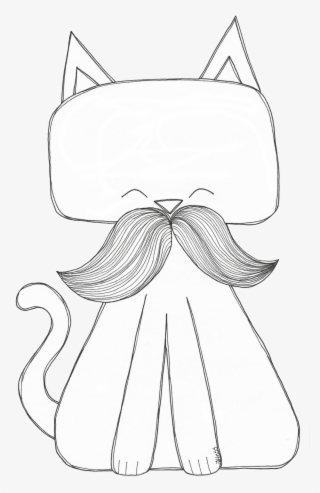 Moustache Cat Digi Stamp - Illustration