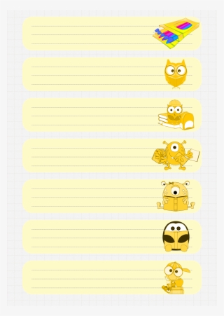 7 Yellow School Book Labels - Smiley