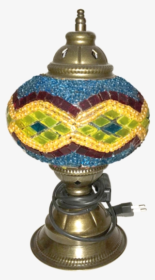 Blue Mosaic Glass Lamp - Brass