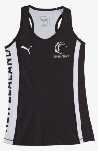 Puma Silver Ferns Youth Training Singlet Black/white - New Zealand National Netball Team