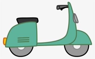 Moped, Scooter, Bike, White, Green, Kids, Scrapbook - Clip Art Moped