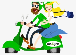 Go Jek Motorcycle Taxi Car Moped Gojek - Gojek Vector