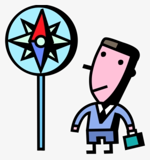 Vector Illustration Of Businessman Stands With Large