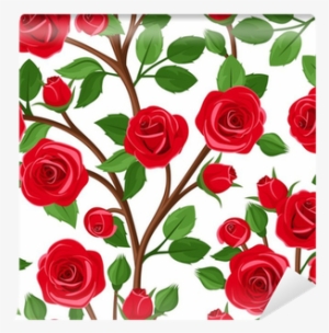 Seamless Background With Branches Of Red Roses - Clip Art